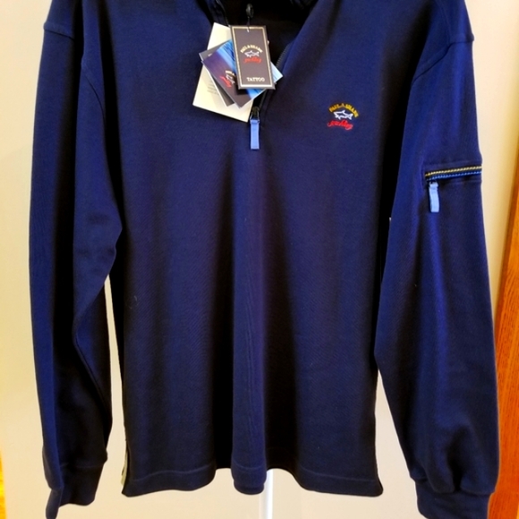Paul & Shark 100% Navy Cotton Quarter Zip Yachting Sweatshirt Vintage - Picture 2 of 8